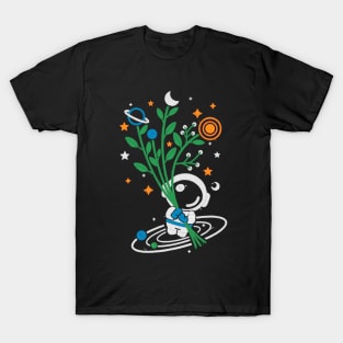 Astronaut flowers embroidery patch T-Shirt